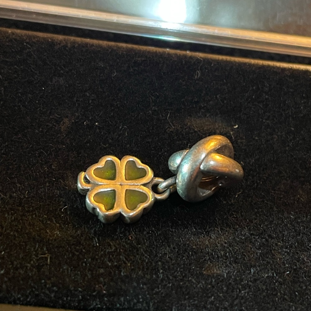 Pandora Silver and Green 4-leaf Clover Charm